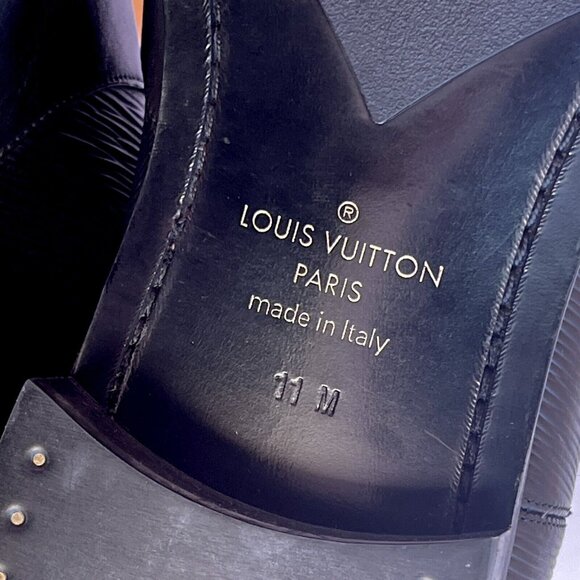 LOUIS VUITTON Wall Street Chelsea Epi Leather Black Boots Shoe Mens UK 11 US 12 - Picture 14 of 16